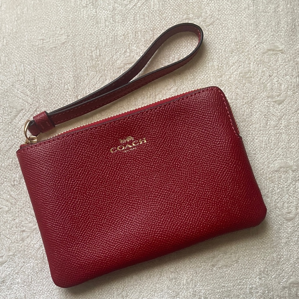 Red Coach Wristlet Clutch